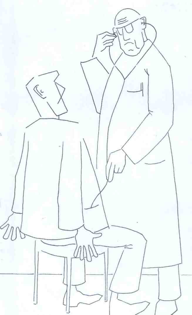 Poland cartoon, money speaks to doctor