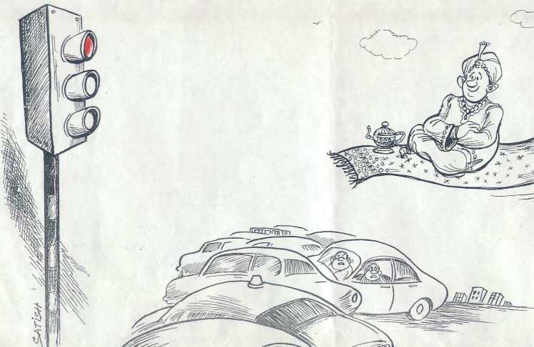 India cartoon, traffic