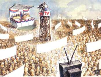 Romania cartoon, election campaign live TV