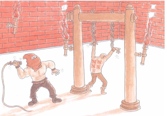 Indonesia cartoon, prisoner in the jail