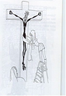 Cartoon: sister check Jesus Christ's dick